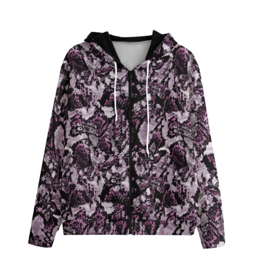 Snake Skin Texture Purple Zip Up Hoodie