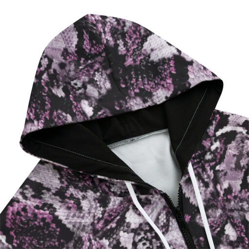 Snake Skin Texture Purple Zip Up Hoodie - Image 3