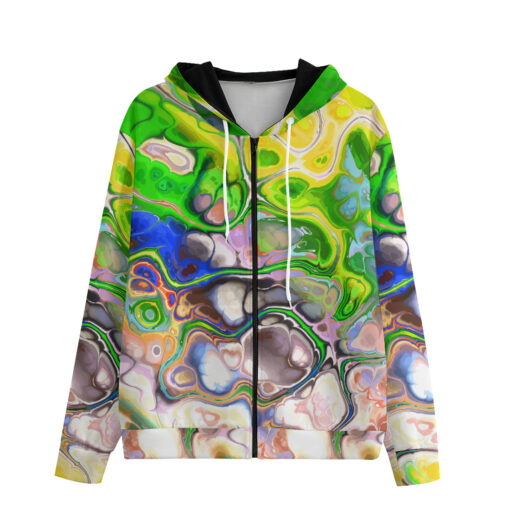 Marbled Abstract Paint Flow Zip Up Hoodie