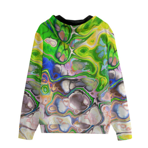 Marbled Abstract Paint Flow Zip Up Hoodie - Image 2