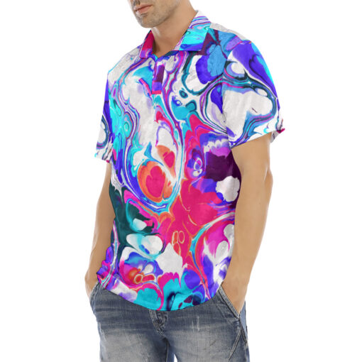 Liquid Flowing Abstract Ink Velvet Polo Shirt