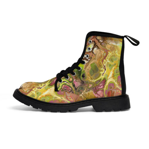 Abstract Gold Fluid Marble Canvas Boots - Image 2