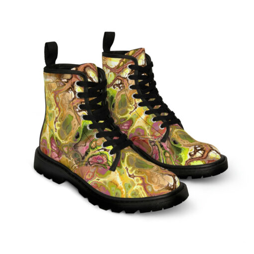 Abstract Gold Fluid Marble Canvas Boots