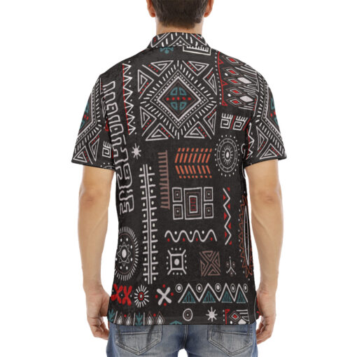 Abstract African Tribal Velvet Polo Shirt - Image 4