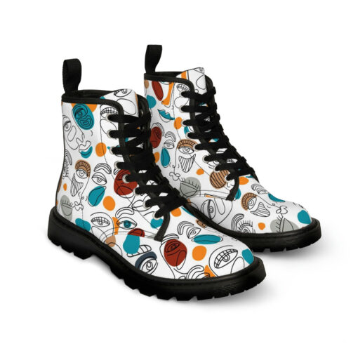 Surreal Face Art Canvas Boots