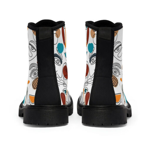 Surreal Face Art Canvas Boots - Image 5