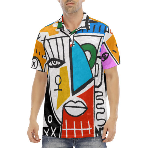 Trendy Art Abstraction Velvet Polo Shirt - Image 2