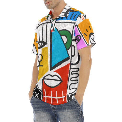 Trendy Art Abstraction Velvet Polo Shirt