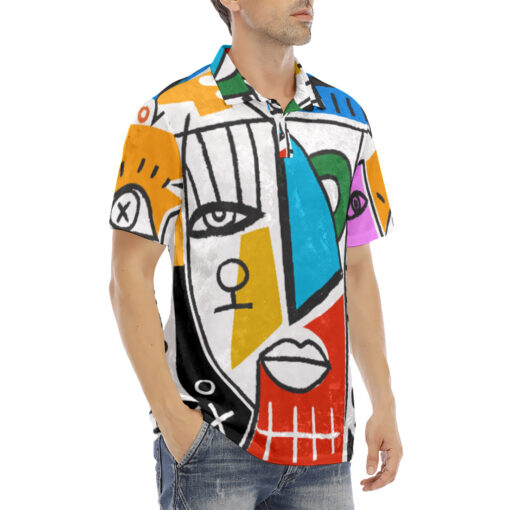 Trendy Art Abstraction Velvet Polo Shirt - Image 3