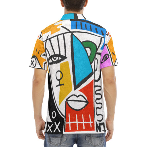 Trendy Art Abstraction Velvet Polo Shirt - Image 4