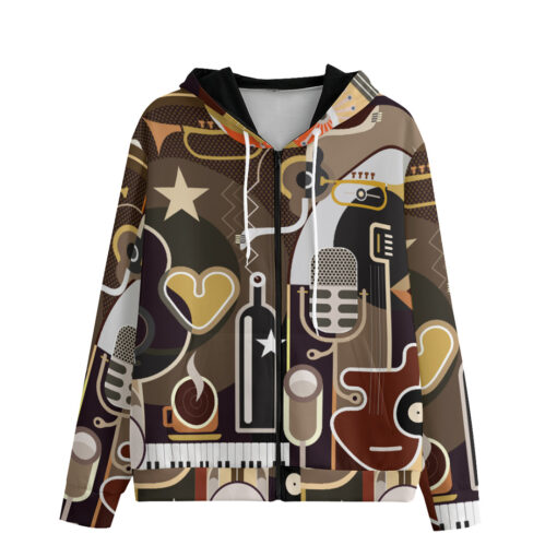 Abstract Music Art Zip Up Hoodie