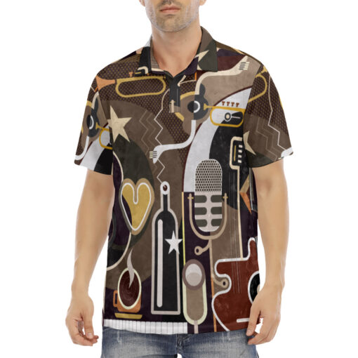 Abstract Music Art Velvet Polo Shirt - Image 2