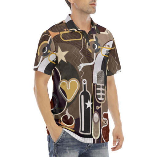 Abstract Music Art Velvet Polo Shirt - Image 3