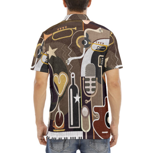 Abstract Music Art Velvet Polo Shirt - Image 4