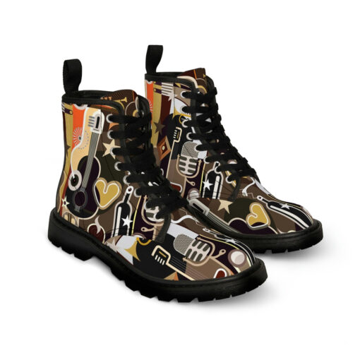 Abstract Music Art Canvas Boots