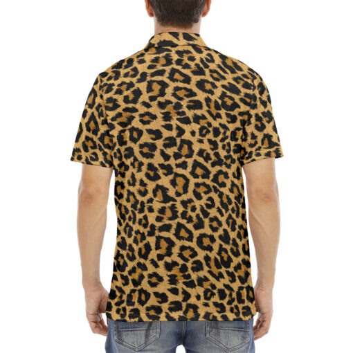 Leopard Art Print Velvet Polo Shirt - Image 4