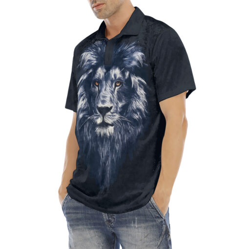 Lion Head Art Velvet Polo Shirt