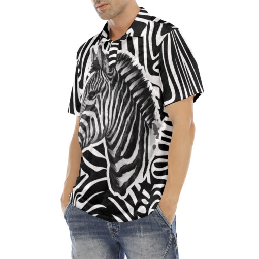 Zebra Splash Watercolor Velvet Polo Shirt