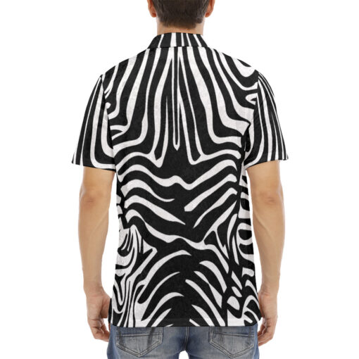 Zebra Splash Watercolor Velvet Polo Shirt - Image 4