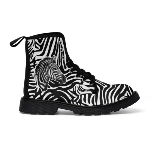 Zebra Splash Watercolor Canvas Boots - Image 3