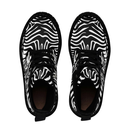 Zebra Splash Watercolor Canvas Boots - Image 4