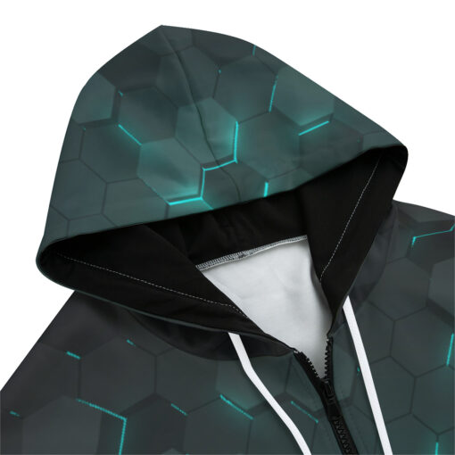 Blue 3D Hexagon Tech Zip Up Hoodie - Image 3