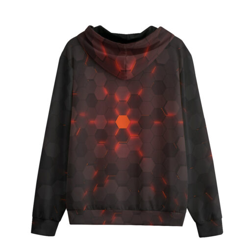 Red 3D Hexagon Tech Zip Up Hoodie - Image 2