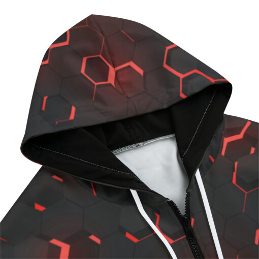 Red 3D Hexagon Tech Zip Up Hoodie - Image 3