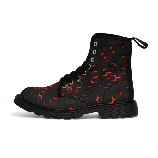 Red 3D Hexagon Tech Canvas Boots - Image 2