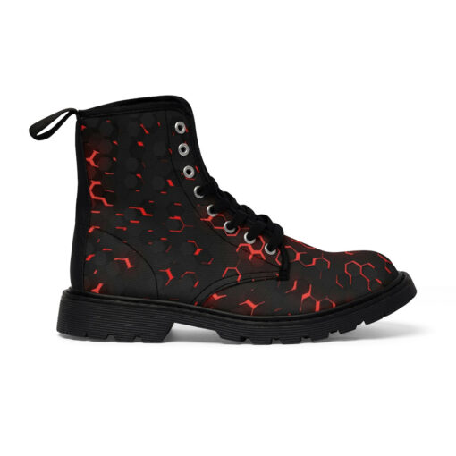 Red 3D Hexagon Tech Canvas Boots - Image 3