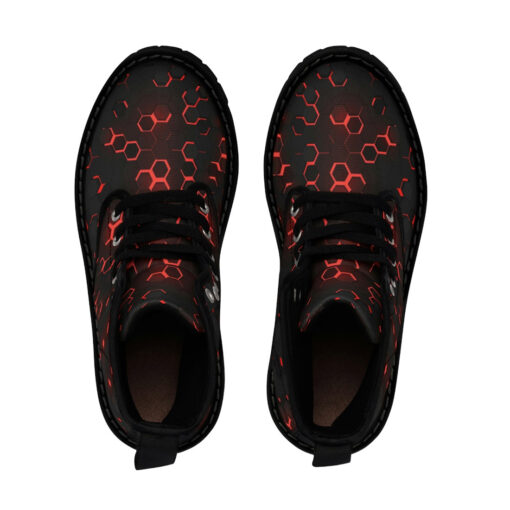 Red 3D Hexagon Tech Canvas Boots - Image 4