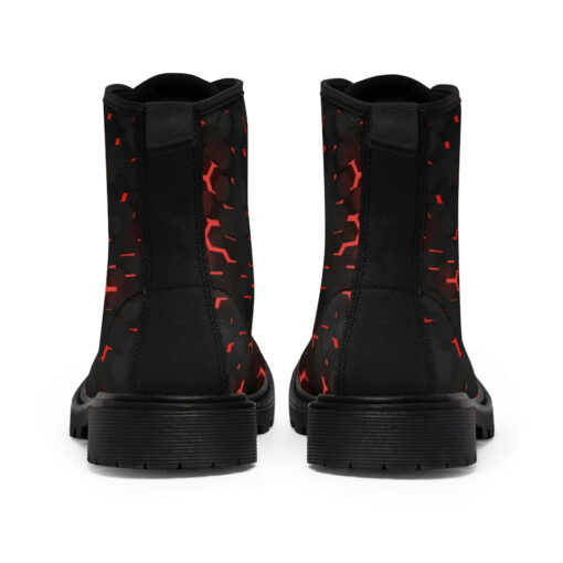 Red 3D Hexagon Tech Canvas Boots - Image 5