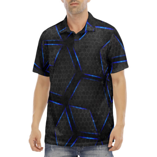 Glossy Metal Hexagons Tech Velvet Polo Shirt - Image 2