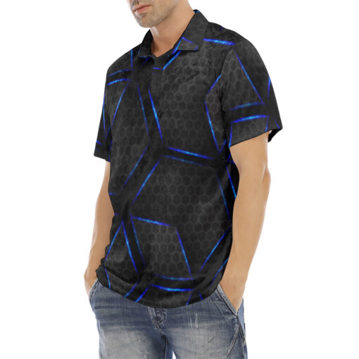 Glossy Metal Hexagons Tech Velvet Polo Shirt