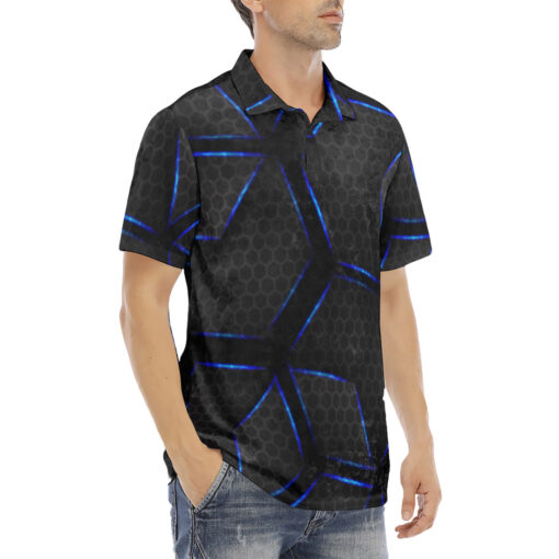 Glossy Metal Hexagons Tech Velvet Polo Shirt - Image 3