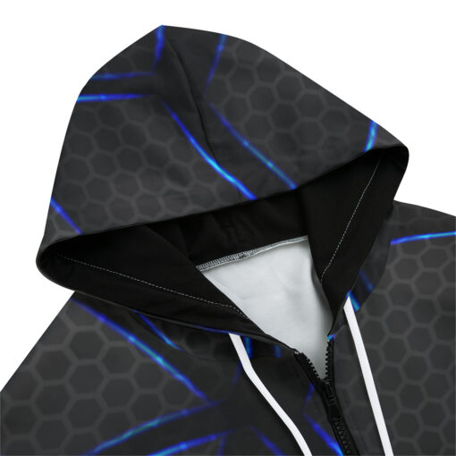 Glossy Metal Hexagons Tech Zip Up Hoodie - Image 3