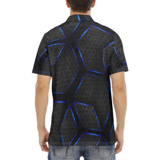 Glossy Metal Hexagons Tech Velvet Polo Shirt - Image 4