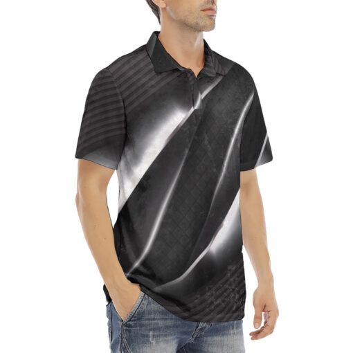 3D Futuristic Concept Velvet Polo Shirt - Image 3