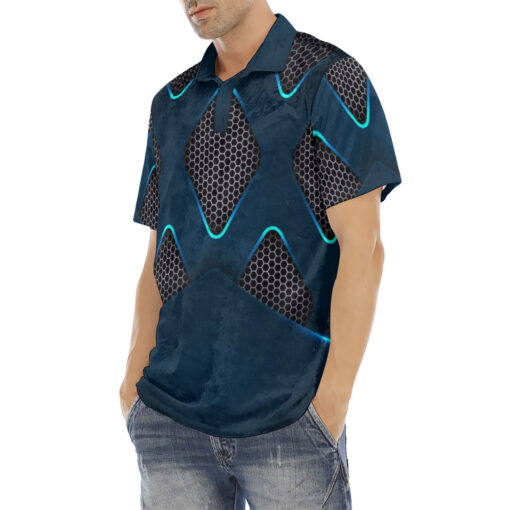 Abstract 3D Hi-Tech Velvet Polo Shirt