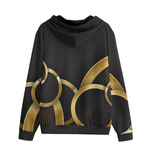 Shiny Gold Circle Shapes Zip Up Hoodie - Image 2