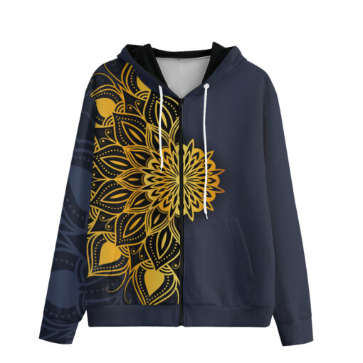 Luxury Golden Mandala Zip Up Hoodie