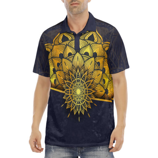 Luxury Golden Mandala Velvet Polo Shirt - Image 2