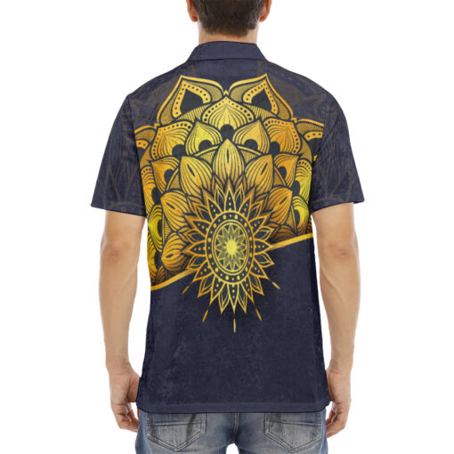 Luxury Golden Mandala Velvet Polo Shirt - Image 4