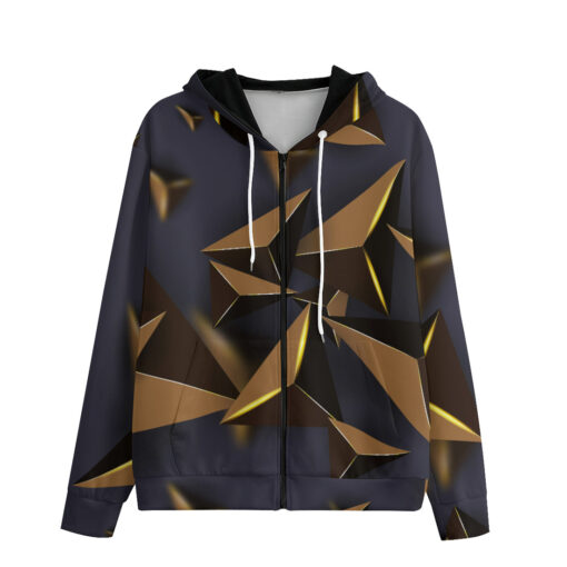 Golden 3D Triangles Zip Up Hoodie