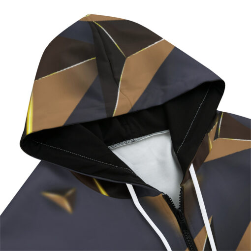 Golden 3D Triangles Zip Up Hoodie - Image 3