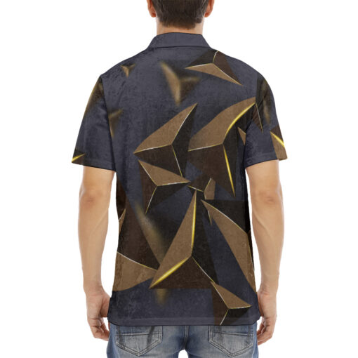 Golden 3D Triangles Velvet Polo Shirt - Image 4