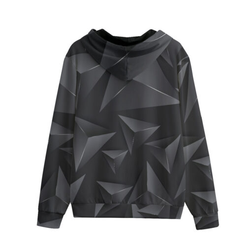 Modern Gray 3D Triangles Zip Up Hoodie - Image 2