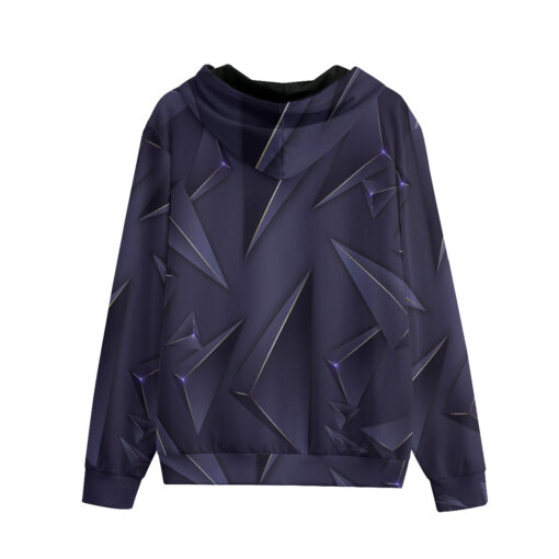 Luxury Blue 3D Triangles Zip Up Hoodie - Image 2