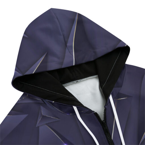 Luxury Blue 3D Triangles Zip Up Hoodie - Image 3