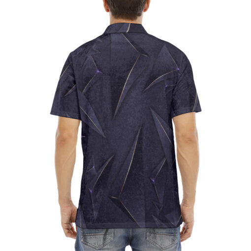 Luxury Blue 3D Triangles Velvet Polo Shirt - Image 4